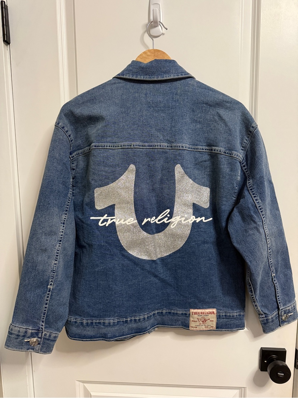 True Religion Blue Denim Jacket with Silver Logo